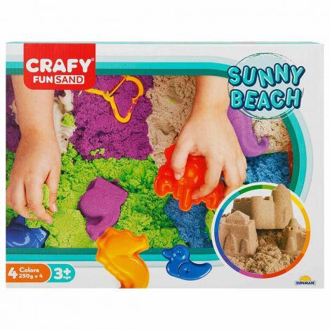 Nisip senzorial modelabil Fun Sand 1000 gr cu tavita si sabloane La Plaja CRAFY CFS00002788 - imagine 7